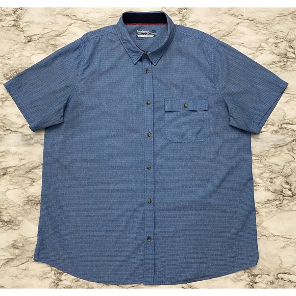 Avalanche Outdoor Supply Mens Button Up Shirt XL Blue Pinstripe Short Sleeve - Picture 1 of 11